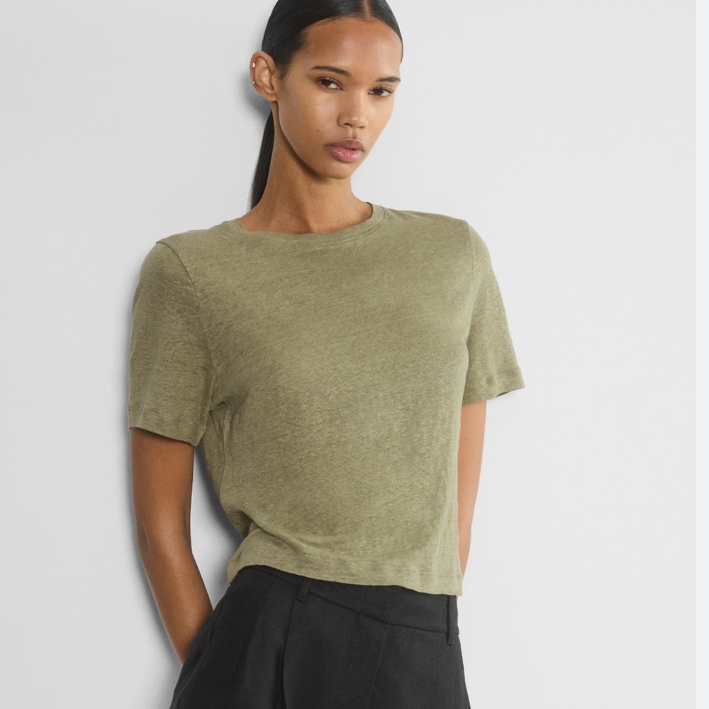 Aritzia Babaton Loom Linen Function Tee Size Smal… - image 1